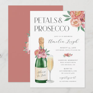 Blüten & Prosecco Rosafarbenes Floraldesign Einladung