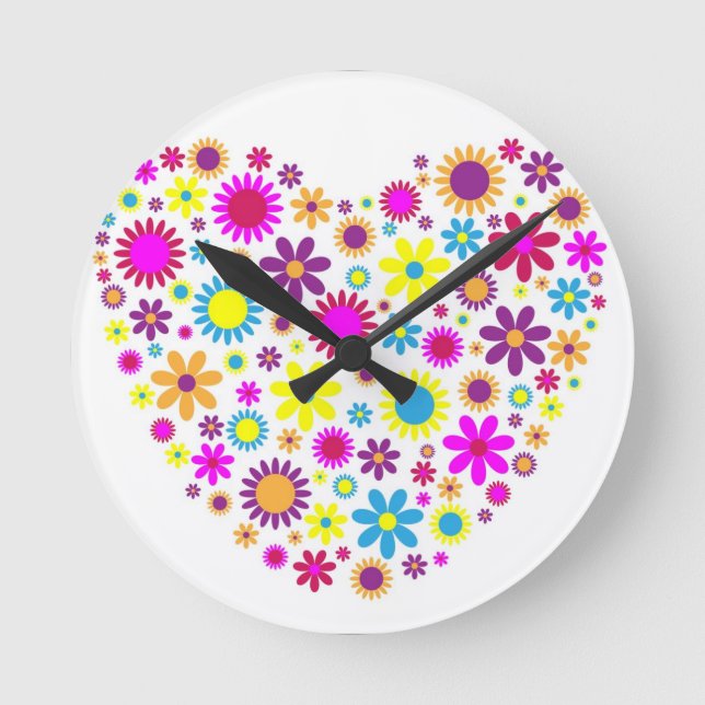 Blüten Runde Wanduhr (Vorderseite)