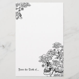 Blüten-Schädel Briefpapier