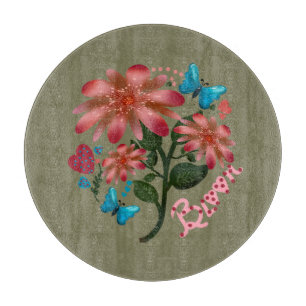 Blüten-Schmetterling-Liebes-Design Handgezeichne Schneidebrett