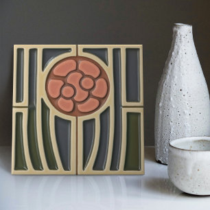 Blüten-Symmetrie im Stil der Arts-and-Crafts-Beweg Fliese
