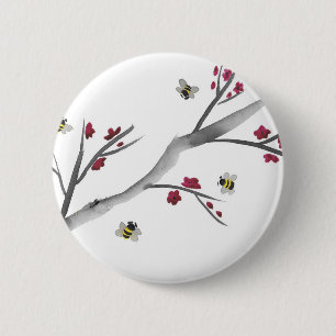 Blüten und Bienen Button