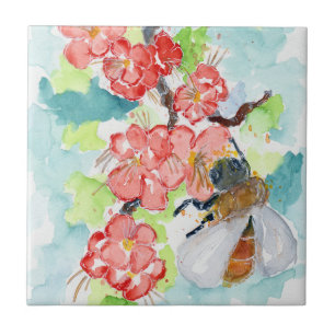 Blüten und Bienen des Rotkrebses Fliese