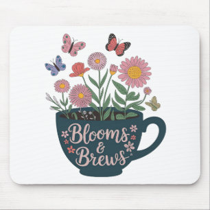 Blüten- und Braudesign - Whimsical Floral Graphic Mousepad