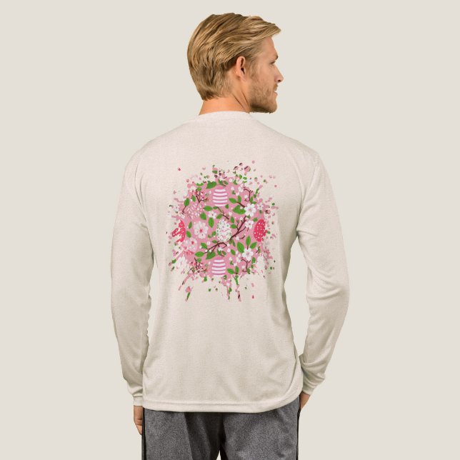 Blüten und Eier Tri-Blend Shirt (Voller Rücken)