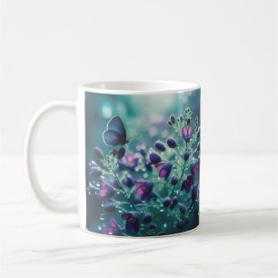 Blüten und Flügel: Blauer Blütenschmetterling-Tass Kaffeetasse