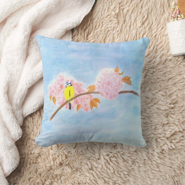 Blüten und Gartenvögel Kissen (Decke)