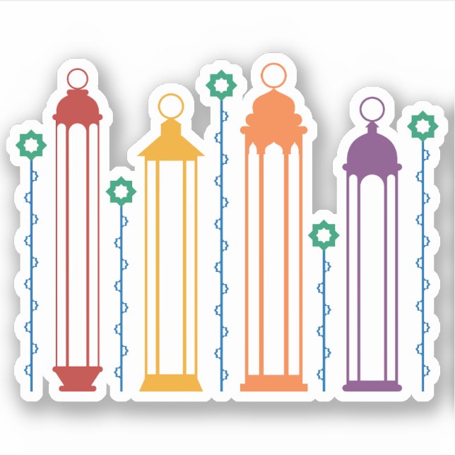Blüten und Laternen Aufkleber (Vorderseite)