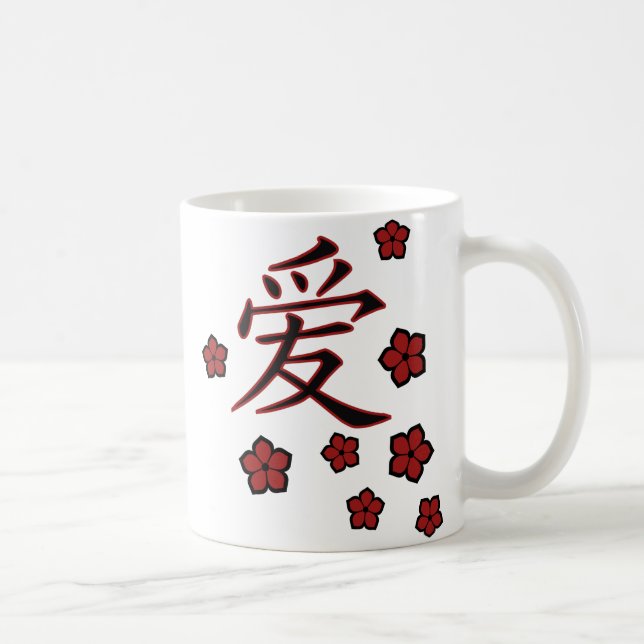 Blüten- und Liebe-Kanji-Tasse Tasse (Rechts)