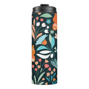 Blüten und Schmetterlinge, dekorative nahtlose Pat Thermosbecher