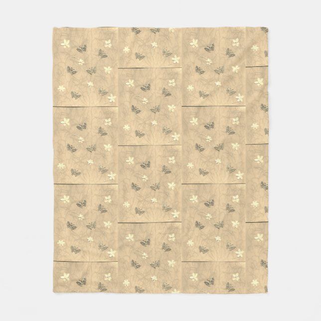 Blüten und Schmetterlinge Fleecedecke (Vorderseite)