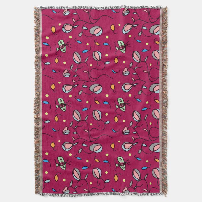 Blüten und Schmetterlinge, lustig, nahtlos rosa Mu Decke (Vorderseite Vertikal)