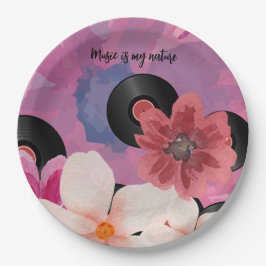 Blüten und Vinyl Pappteller