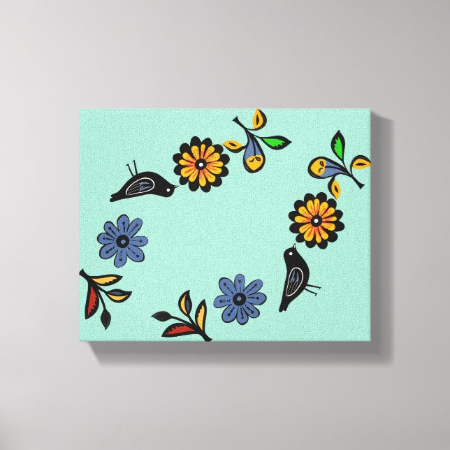Blüten und Vögel Leinwanddruck (Vorderseite)