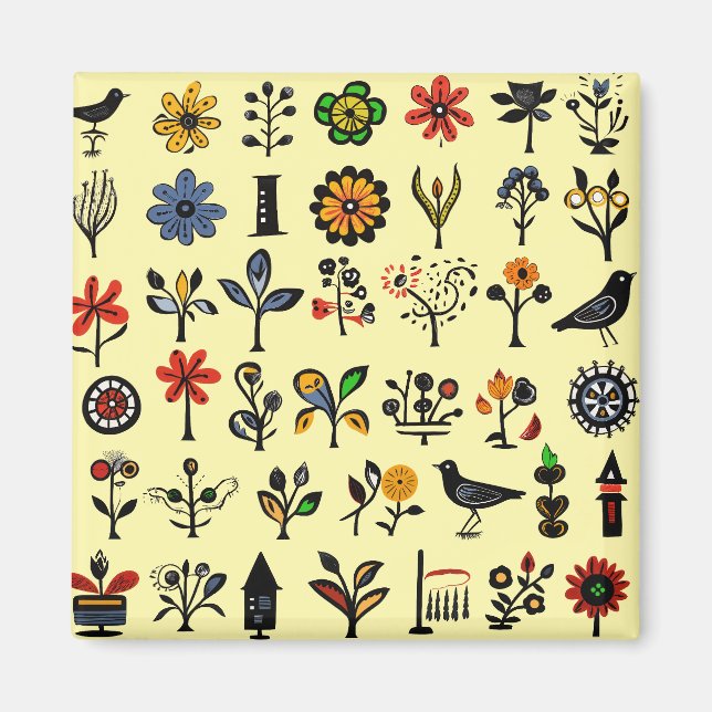 Blüten und Vögel Magnet (Vorne)