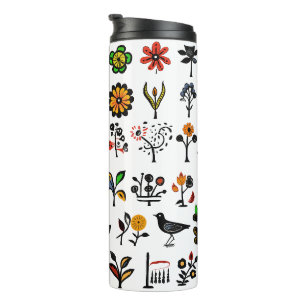 Blüten und Vögel Thermosbecher