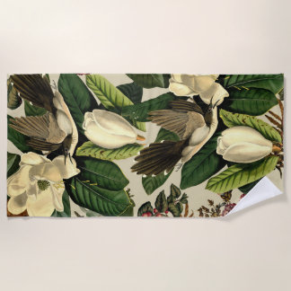 Blüten und Vögel XVI-ii Strandtuch
