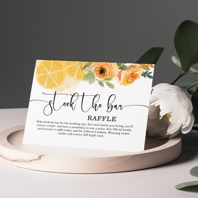 Blüten und Zitronen lagern das Brautparty des Bar  Begleitkarte (Von Creator hochgeladen)