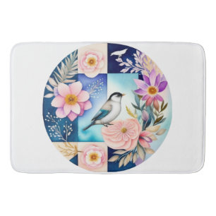 Blüten & Vögel Badematte