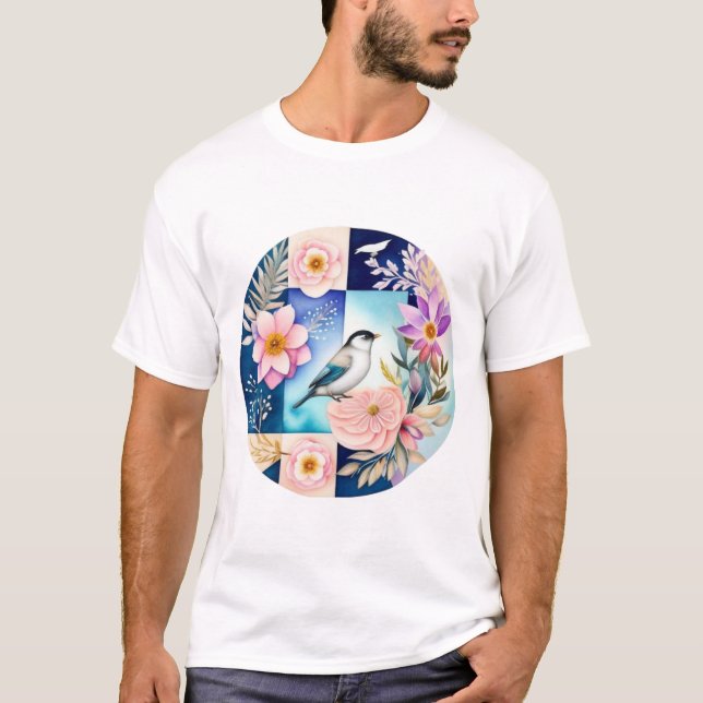 Blüten & Vögel  T-Shirt (Vorderseite)