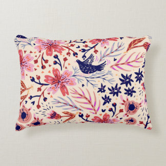 Blüten, Vögel, Vintage nahtlose Muster. Dekokissen