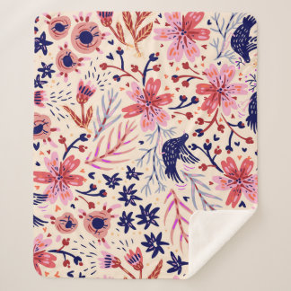 Blüten, Vögel, Vintage nahtlose Muster. Sherpadecke