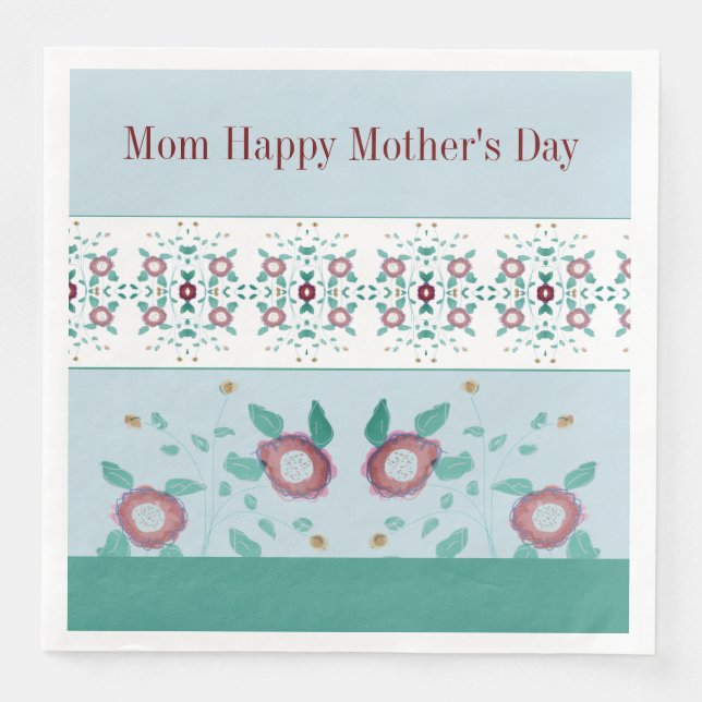 Blütenakzentuiert Aquamarin und hellblau Serviette (Vorderseite)