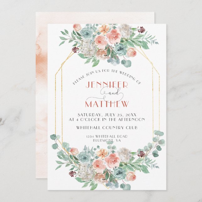 BlütenApricot | Einladung (Vorne/Hinten)