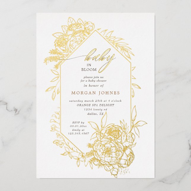 Blütenbaby Folieneinladung (Vorderseite)