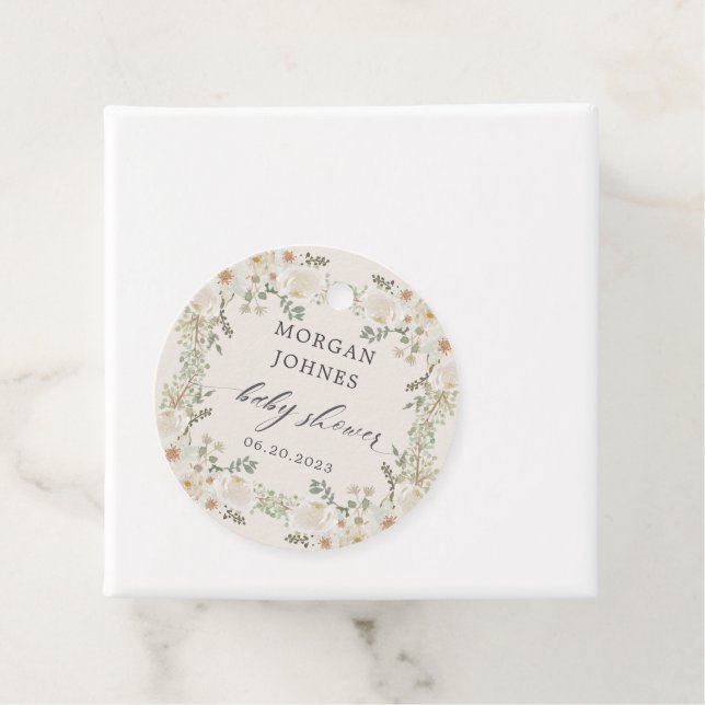 Blütenbaby in Elfenbeinblütendusche Geschenkanhänger (Beispiel)