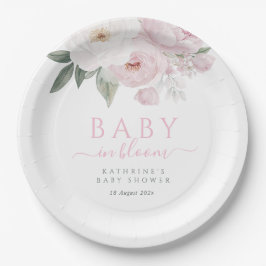 Blütenbaby in rosa Blütendusche Pappteller