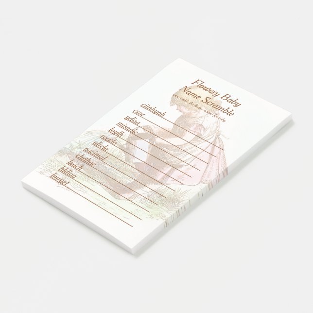 BlütenBaby Name Scramble Baby Dusche Word Spiel Post-it Klebezettel (angewinkelt)