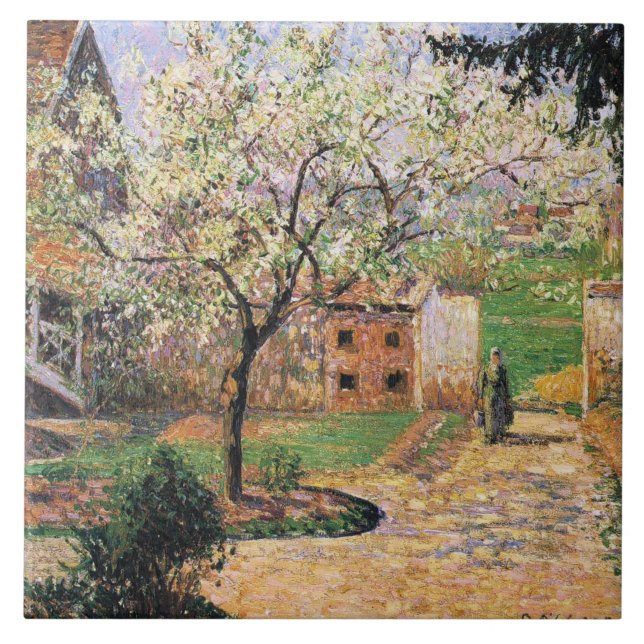 Blütenbaum, Eragny Camille Pissarro Fliese (Vorderseite)