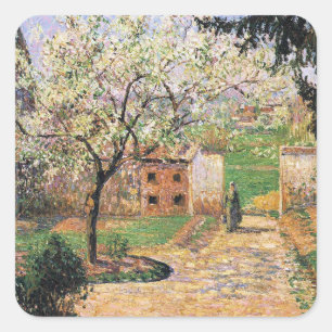 Blütenbaum, Eragny Camille Pissarro Quadratischer Aufkleber