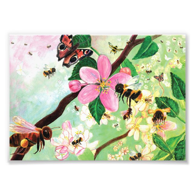 Blütenbaum mit Bienen Fotodruck (Vorne)