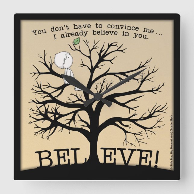 Blütenbaum Quadratische Wanduhr (Vorderseite)