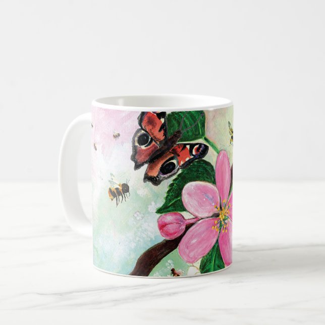 Blütenbäume für Bienen und andere Bestäuber Kaffeetasse (Vorderseite Links)