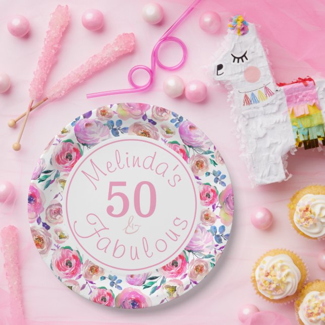 Blütenblätter 50 und fabelhafte Rosen und Peonies Pappteller (Party)