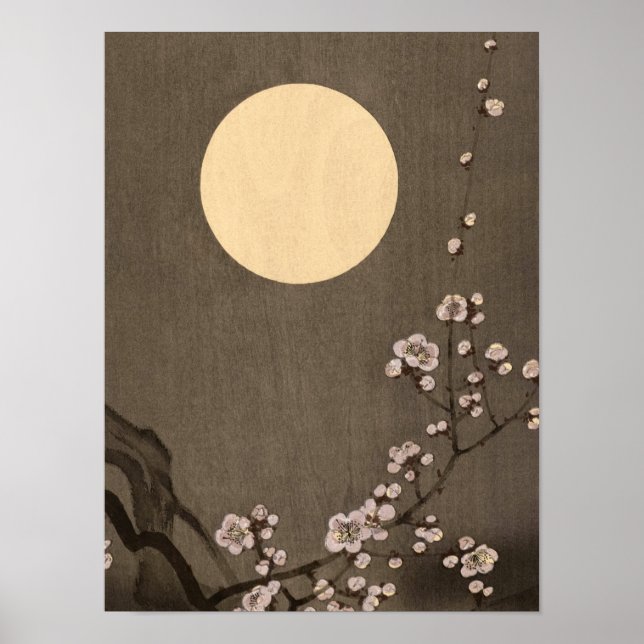Blütenblätter am Vollmond von Ohara Koson Poster (Vorne)