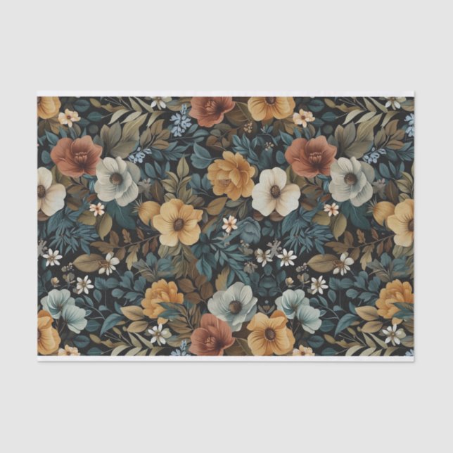 Blütenblätter auf dunklem Hintergrund Seidenpapier (Vorderseite)