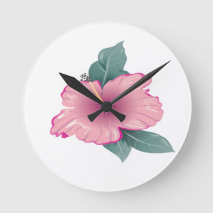 Blütenblätter aus Blume mit grünen Blätter Runde Wanduhr