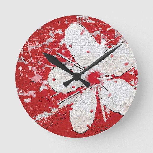 Blütenblätter der Sakura-Kirsche Runde Wanduhr (Vorderseite)