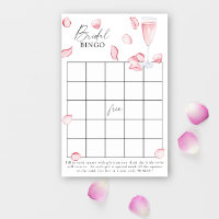 Blütenblätter und Prosecco - Brautparty-Bingospiel
