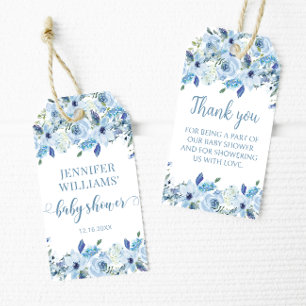 Blütenblau-Blütendusche für Baby-Dusche Geschenket Geschenkanhänger