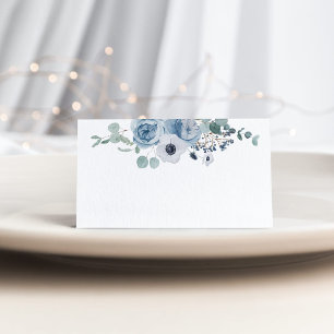 Blütenblau elegante Anemonehe Platzkarte