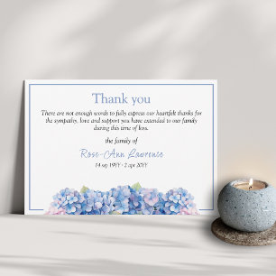 Blütenblau-Hydrangea-Beerdigung Dankeskarte