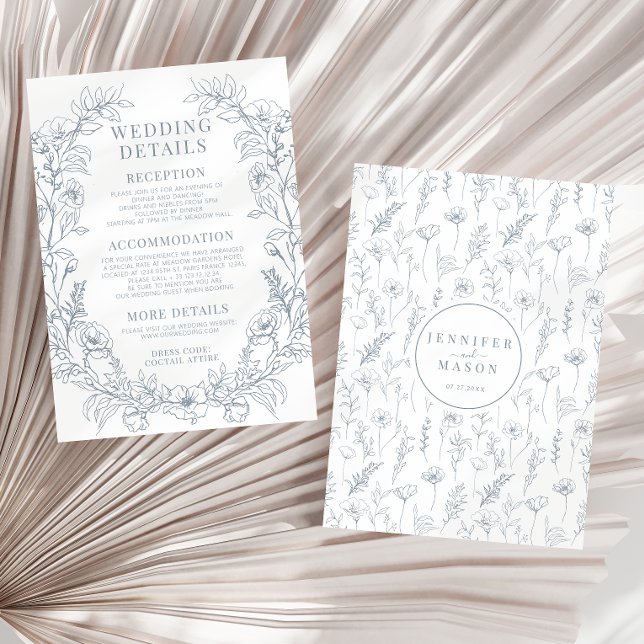 Blütenblau - Klassische Hochzeit Begleitkarte (Von Creator hochgeladen)