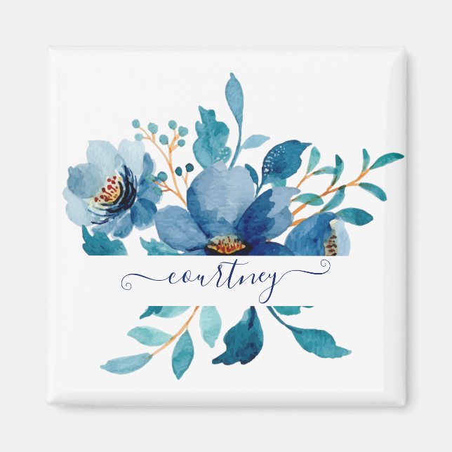 Blütenblau personalisiert magnet (Vorne)