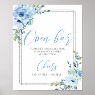 Blütenblau, silberfarbenes geometrisches, offenes poster