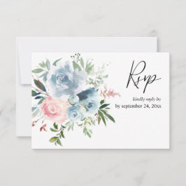 Blütenblau und Rosa Blütenfarbe mit RSVP-Karte für RSVP Karte